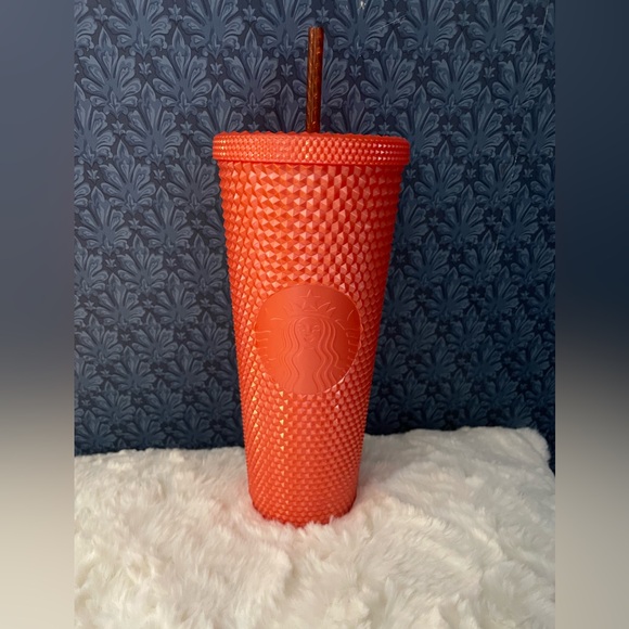 Starbucks Orange Bling 24oz Limited Edition Studded Pearl Venti Reusable Modern - Picture 2 of 5